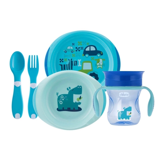 Подарунковий набір посуду Chicco Meal Set, від 12 місяців (блакитний) - фото | Интернет-магазин автокресел, колясок и аксессуаров для детей Avtokrisla