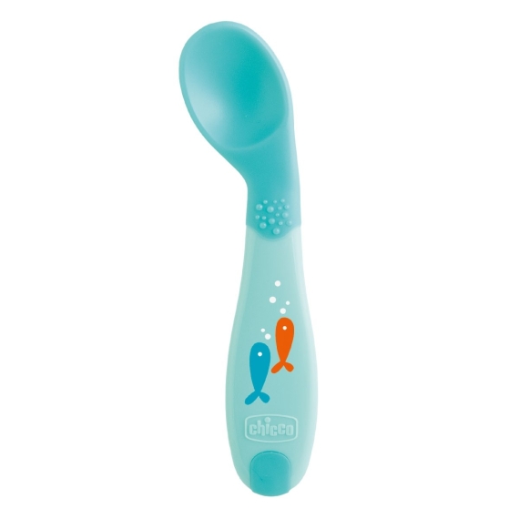 Ложка Chicco First Spoon, від 8 місяців (блакитна) - фото | Интернет-магазин автокресел, колясок и аксессуаров для детей Avtokrisla