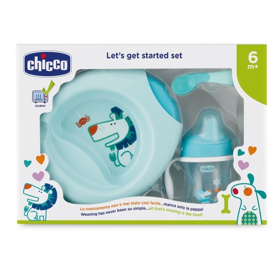 Подарочный набор посуды Chicco Meal Set, от 6 месяцев (голубой) - фото | Интернет-магазин автокресел, колясок и аксессуаров для детей Avtokrisla