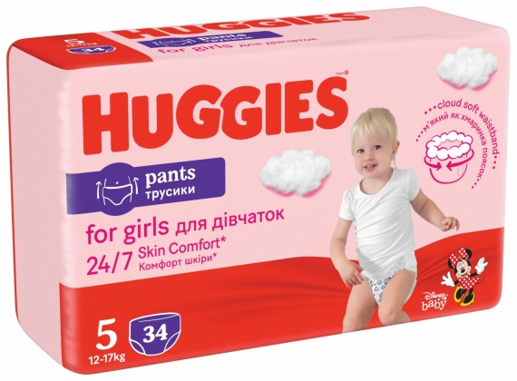 Подгузники-трусики Huggies Pant 5 для девочек, 12-17 кг, Jumbo 34 шт - фото | Интернет-магазин автокресел, колясок и аксессуаров для детей Avtokrisla