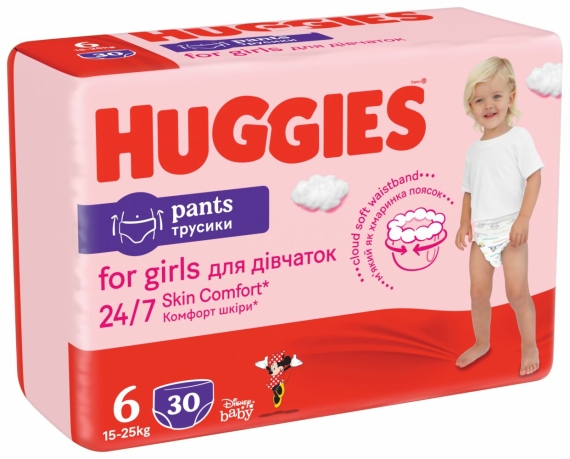 Подгузники-трусики Huggies Pant 6 для девочек, 15-25 кг, Jumbo 30 шт - фото | Интернет-магазин автокресел, колясок и аксессуаров для детей Avtokrisla