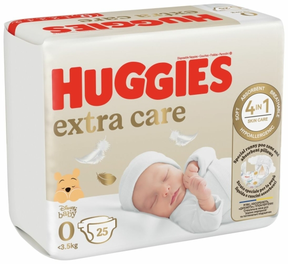 Подгузники Huggies Extra Care 0+, до 3 кг, 25 шт - фото | Интернет-магазин автокресел, колясок и аксессуаров для детей Avtokrisla