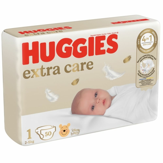 Подгузники Huggies Extra Care 1, 2-5 кг, 50 шт - фото | Интернет-магазин автокресел, колясок и аксессуаров для детей Avtokrisla