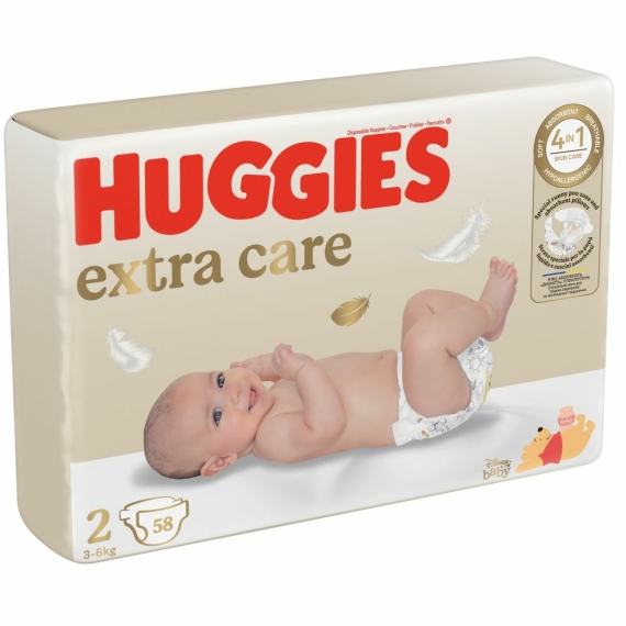 Подгузники Huggies Extra Care 2, 3-6 кг, 58 шт - фото | Интернет-магазин автокресел, колясок и аксессуаров для детей Avtokrisla
