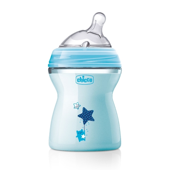Бутылка пластиковая Chicco Natural Feeling 250 мл, соска силиконовая от 2 месяцев, средний поток (голубая) - фото | Интернет-магазин автокресел, колясок и аксессуаров для детей Avtokrisla