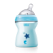 Бутылка пластиковая Chicco Natural Feeling 250 мл, соска силиконовая от 2 месяцев, средний поток (голубая)