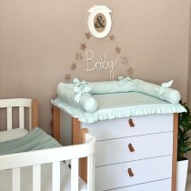 Пеленальний матрацик Baby Chic поплін з рюшем 60 х 80 см (Світла м'ята)