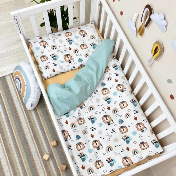 Сменный комплект Маленькая Соня Baby Dream (Львы с радугами / мята) - фото | Интернет-магазин автокресел, колясок и аксессуаров для детей Avtokrisla