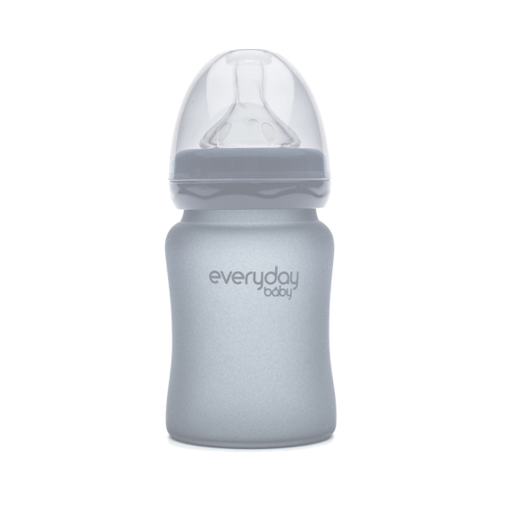 Стеклянная детская бутылочка с силиконовой защитой Everyday Baby, 150 мл (серый) - фото | Интернет-магазин автокресел, колясок и аксессуаров для детей Avtokrisla