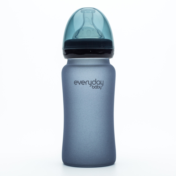 Стеклянная термочувствительная детская бутылочка Everyday Baby, 240 мл (черничная) - фото | Интернет-магазин автокресел, колясок и аксессуаров для детей Avtokrisla
