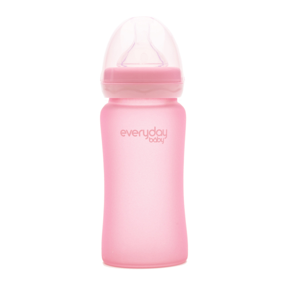 Скляна дитяча пляшечка з силіконовим захистом Everyday Baby, 240 мл (рожевий) - фото | Интернет-магазин автокресел, колясок и аксессуаров для детей Avtokrisla