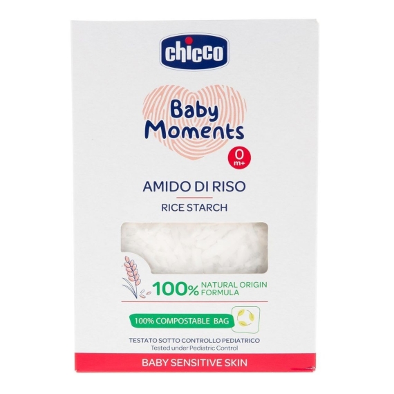 Крохмаль рисовий для чутливої шкіри Chicco Baby Moments, 250 г - фото | Интернет-магазин автокресел, колясок и аксессуаров для детей Avtokrisla