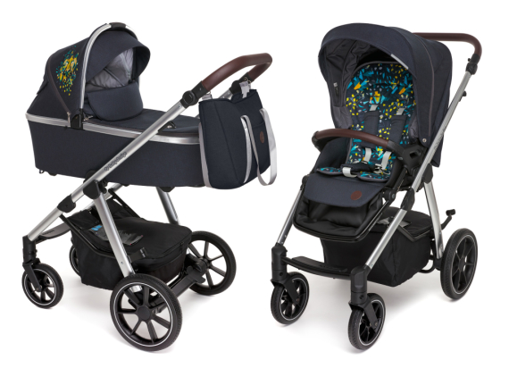(уц) Универсальная коляска 2 в 1 Baby Design BUENO (103 NAVY, с вышивкой) - фото | Интернет-магазин автокресел, колясок и аксессуаров для детей Avtokrisla