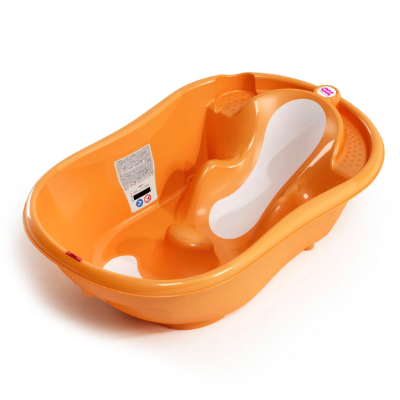 Ванночка OkBaby Onda Evolution с анатомической горкой и термодатчиком (оранжевый) - фото | Интернет-магазин автокресел, колясок и аксессуаров для детей Avtokrisla
