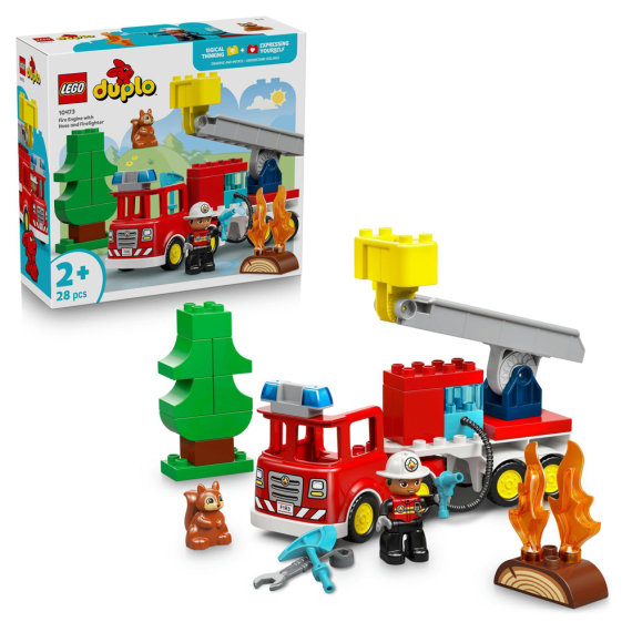 Конструктор LEGO DUPLO Town Пожежна машина зі шлангом і пожежником, 28 Деталей - фото | Интернет-магазин автокресел, колясок и аксессуаров для детей Avtokrisla