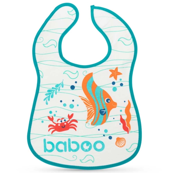 Нагрудник хлопчатобумажный Baboo Sea Life, 3+ месяцев (белый) - фото | Интернет-магазин автокресел, колясок и аксессуаров для детей Avtokrisla