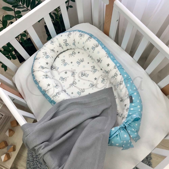 Кокон Маленькая Соня Baby Design Premium (серо-голубой) - фото | Интернет-магазин автокресел, колясок и аксессуаров для детей Avtokrisla