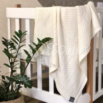 В'язаний плед Маленька Соня дрібний ромб (молочний)