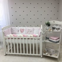 Бортики Маленька Соня Арт Дизайн + простирадло (Рожева геометрія)