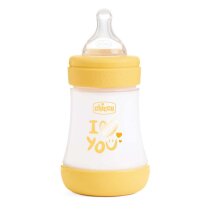 Пляшка пластикова Chicco PERFECT 5, 150 мл, соска силіконова, від 0 міс, повільний потік (жовта)
