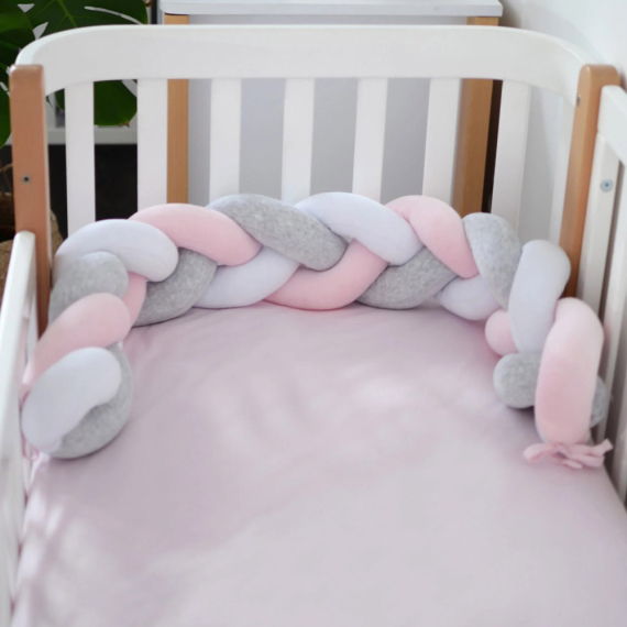 Бампер-коса Baby Veres 120х15 см (White Pink Grey) - фото | Интернет-магазин автокресел, колясок и аксессуаров для детей Avtokrisla