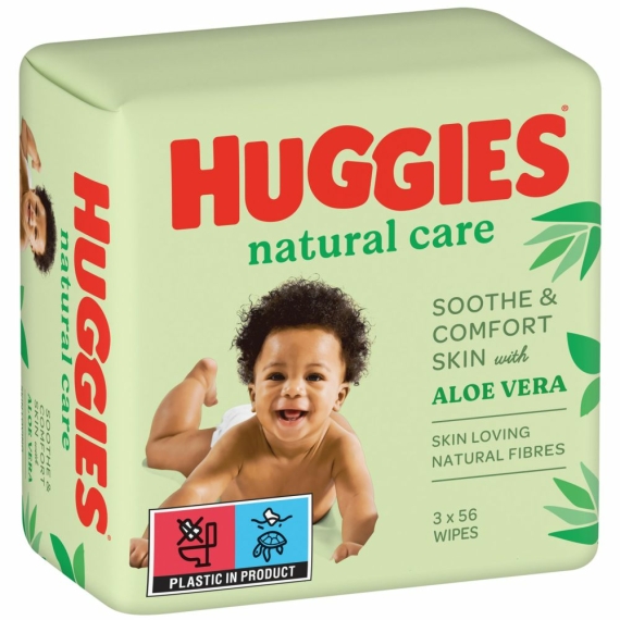Вологі серветки Huggies Natural Care, 56х3 шт - фото | Интернет-магазин автокресел, колясок и аксессуаров для детей Avtokrisla