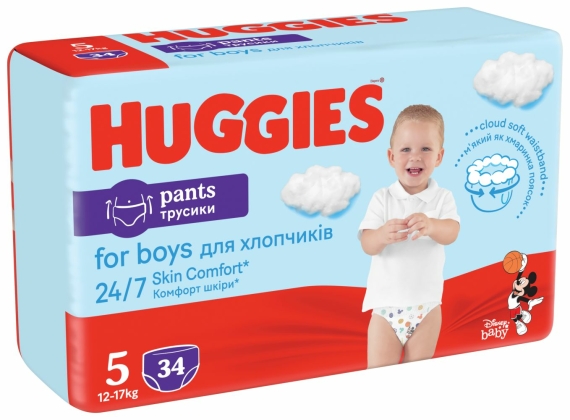 Підгузники-трусики Huggies Pant 5 для хлопчиків, 12-17 кг, Jumbo 34 шт - фото | Интернет-магазин автокресел, колясок и аксессуаров для детей Avtokrisla