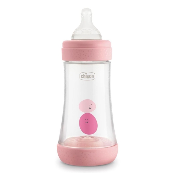 Пляшка пластикова Chicco PERFECT 5, 240 мл, соска силіконова від 2 місяців, середній потік (рожева) - фото | Интернет-магазин автокресел, колясок и аксессуаров для детей Avtokrisla