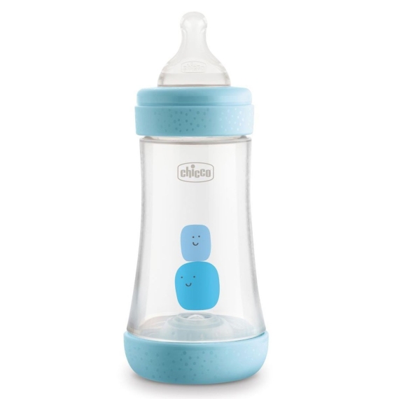 Пляшка пластикова Chicco PERFECT 5, 240 мл, соска силіконова від 2 місяців, середній потік (блакитна) - фото | Интернет-магазин автокресел, колясок и аксессуаров для детей Avtokrisla