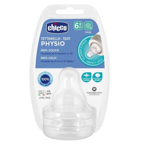 Соска силиконовая физиологическая Chicco PERFECT 5 для каш или смесей 6+ мес (2шт) - фото | Интернет-магазин автокресел, колясок и аксессуаров для детей Avtokrisla
