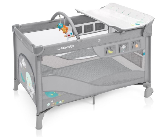 Манеж-кроватка Baby Design DREAM NEW (07 LIGHT GRAY) - фото | Интернет-магазин автокресел, колясок и аксессуаров для детей Avtokrisla