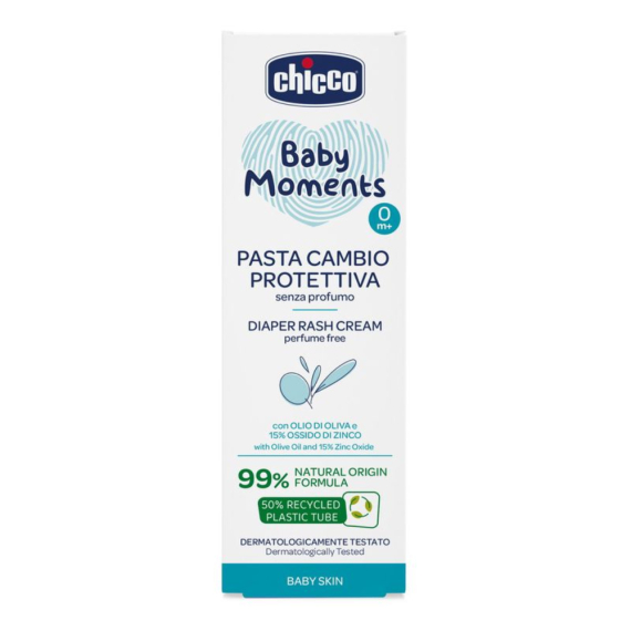 Крем від попрілостей з цинком під підгузок Chicco Baby Baby Moments,100 мл - фото | Интернет-магазин автокресел, колясок и аксессуаров для детей Avtokrisla