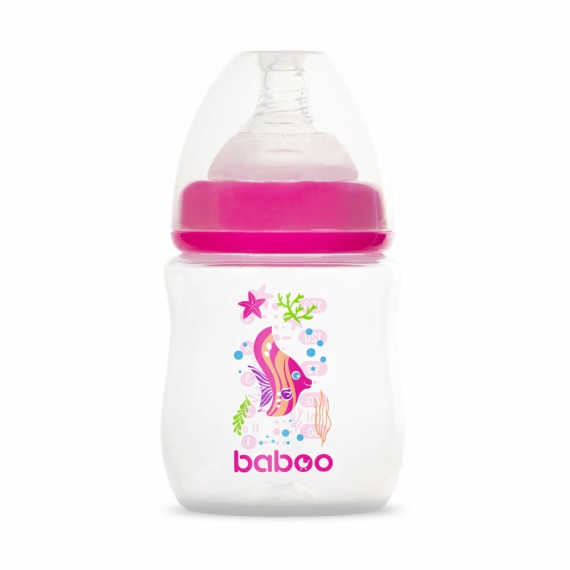 Бутылочка для кормления Baboo Sea Life Антиколиковая, 150 мл, медленный поток, 0+ (розовая) - фото | Интернет-магазин автокресел, колясок и аксессуаров для детей Avtokrisla