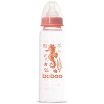 Скляна пляшечка для годування Baboo Антиколікова, 240 мл, 3+ міс (Sea Life / помаранчева)
