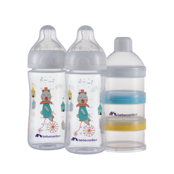Набор BEBE CONFORT: 2 пластиковые бутылки 270 мл + наборный дозатор (белый) - фото | Интернет-магазин автокресел, колясок и аксессуаров для детей Avtokrisla