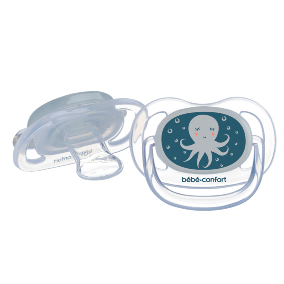 Пустышка силиконовая BEBE CONFORT PHYSIO AIR, 2 шт, 6-18 мес (Blue Octopus) - фото | Интернет-магазин автокресел, колясок и аксессуаров для детей Avtokrisla