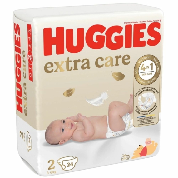 Підгузки Huggies Extra Care 2, 3-6 кг, 24 шт - фото | Интернет-магазин автокресел, колясок и аксессуаров для детей Avtokrisla