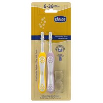 Зубна щітка для перших зубів Chicco, 6-36 міс., 2 шт (жовта / рожева)