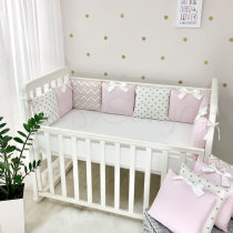 Бортики Маленька Соня Shine + простирадло (рожевий зигзаг)