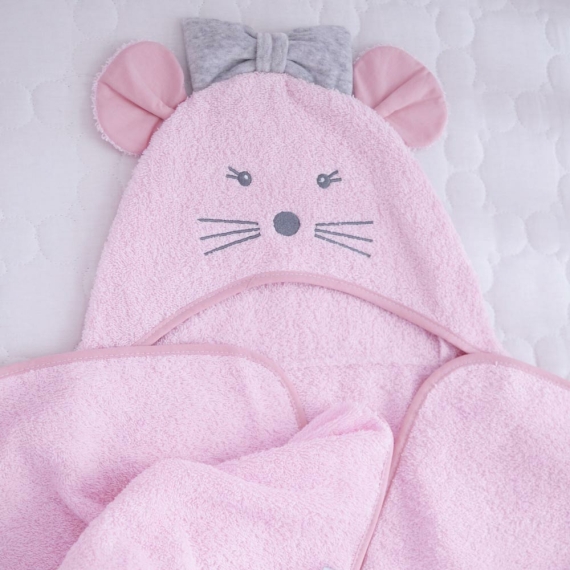 Пеленка для купания Baby Veres Mouse pink 80х120 см - фото | Интернет-магазин автокресел, колясок и аксессуаров для детей Avtokrisla