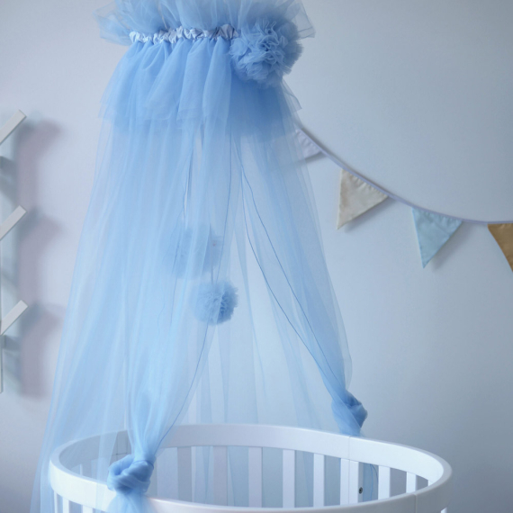 Балдахин Baby Veres с помпонами NEW (голубой) - фото | Интернет-магазин автокресел, колясок и аксессуаров для детей Avtokrisla