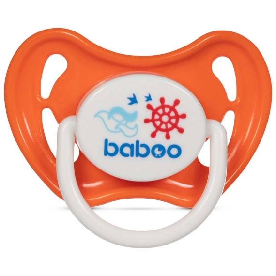 Пустышка симметричная Baboo Marine силиконовая, 6+ мес (оранжевая) - фото | Интернет-магазин автокресел, колясок и аксессуаров для детей Avtokrisla