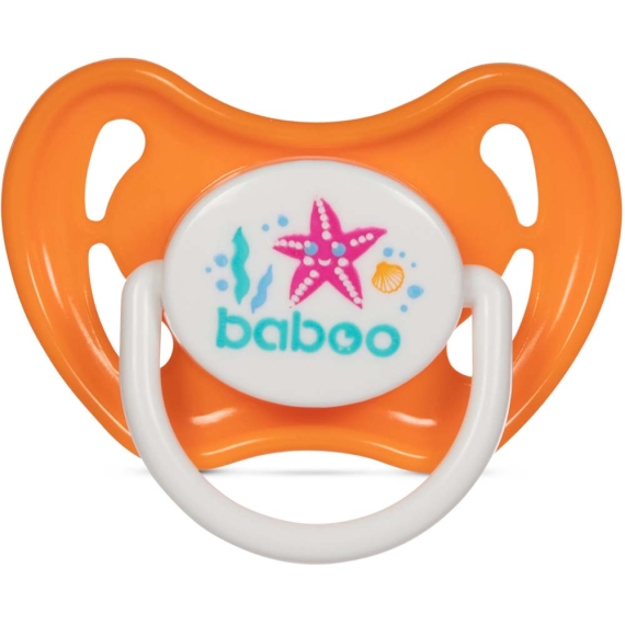 Пустышка круглая Baboo Sea Life силиконовая, 6+ мес (оранжевая) - фото | Интернет-магазин автокресел, колясок и аксессуаров для детей Avtokrisla
