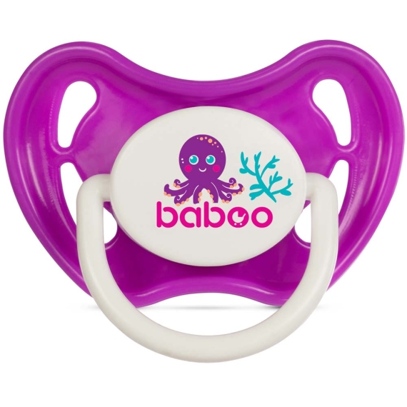 Пустышка симметричная Baboo Sea Life силиконовая, 0+ мес (фиолетовая) - фото | Интернет-магазин автокресел, колясок и аксессуаров для детей Avtokrisla