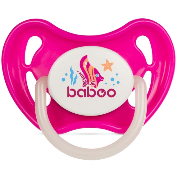 Пустушка симетрична Baboo Sea Life силіконова, світиться в темряві, 6+ міс (рожева) - фото | Интернет-магазин автокресел, колясок и аксессуаров для детей Avtokrisla