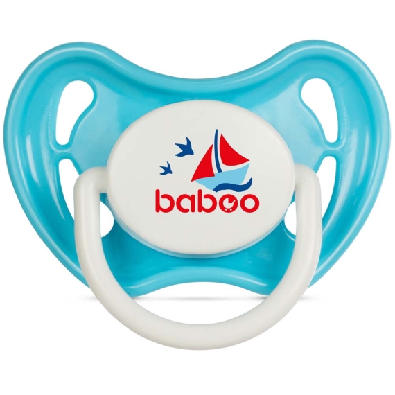 Пустушка кругла Baboo Marine силіконова, 0+ міс (блакитна) - фото | Интернет-магазин автокресел, колясок и аксессуаров для детей Avtokrisla