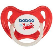 Пустушка кругла Baboo Marine силіконова, світиться в темряві, 6+ міс (червона)