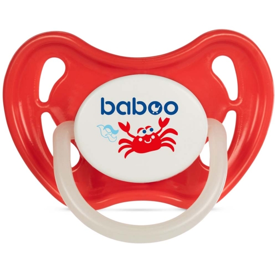 Пустышка круглая Baboo Marine силиконовая, светится в темноте, 6+ мес (красная) - фото | Интернет-магазин автокресел, колясок и аксессуаров для детей Avtokrisla