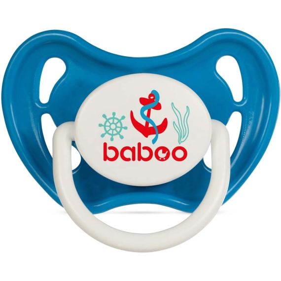 Пустушка симетрична Baboo Marine латексна, 6+ міс (блакитна) - фото | Интернет-магазин автокресел, колясок и аксессуаров для детей Avtokrisla
