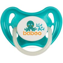 Пустушка кругла Baboo Sea Life латексна, світиться в темряві, 0+ місяців (бірюзова)